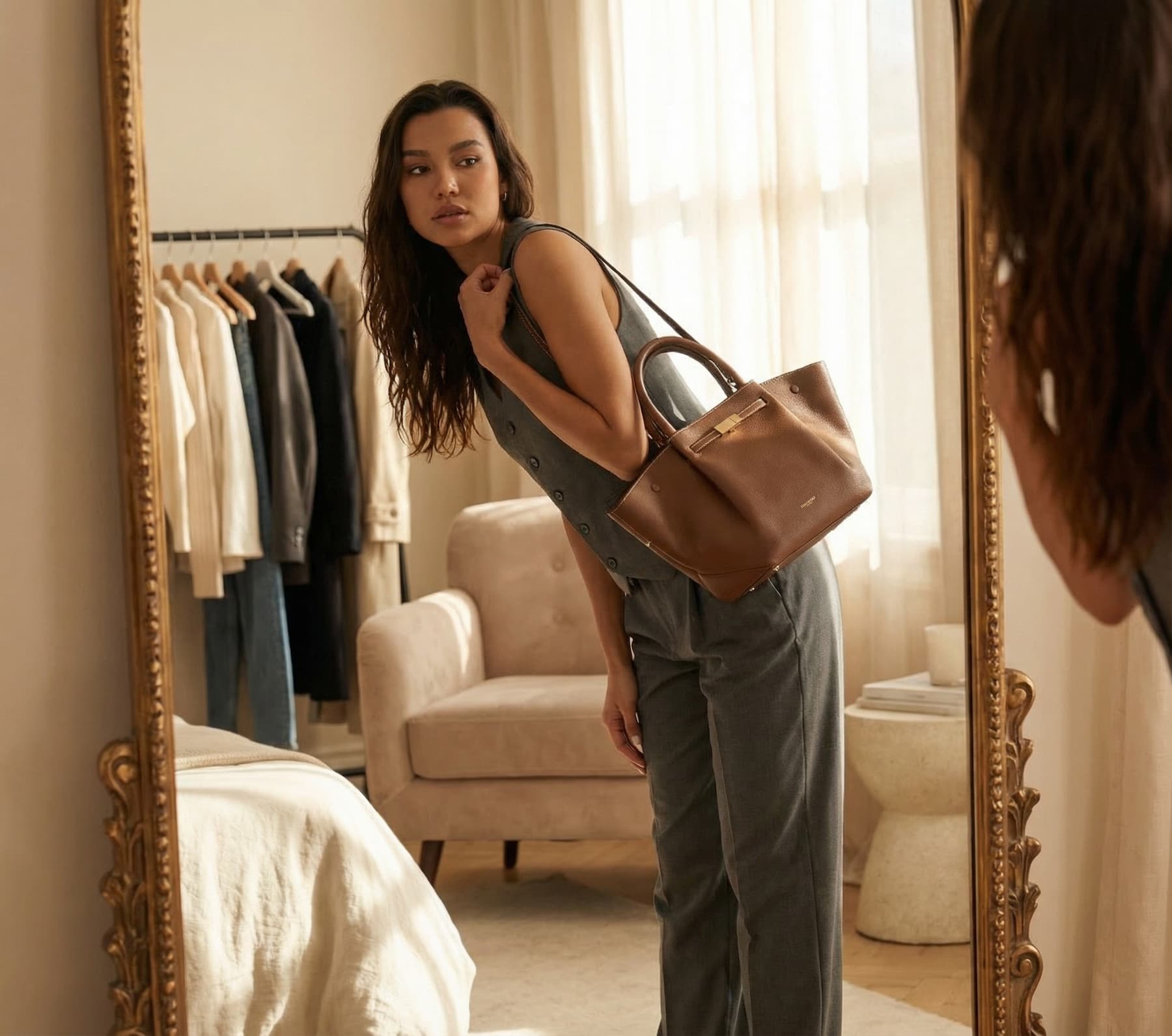 Virtual try-on result showing a stylish white jacket